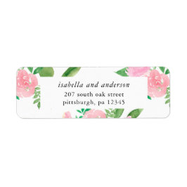 Roze Bloemen Huwelijk Retour Adres Label