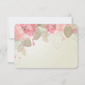  Roze Bloemen Huwelijk RSVP Kaartje (Achterkant)