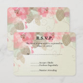  Roze Bloemen Huwelijk RSVP Kaartje (Voorkant / Achterkant)