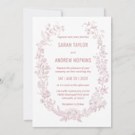 Roze Bloemen Huwelijk Rustiek Boheems Kaart