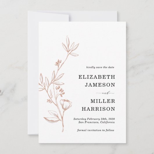 Roze Bloemen Huwelijk Save the Date Aankondiging (Voorkant)