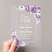 Roze Bloemen Huwelijk Save the Date Acryl Uitnodigingen (Insitu (Draagbaar))