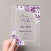 Roze Bloemen Huwelijk Save the Date Acryl Uitnodigingen (Insitu (Draagbaar))