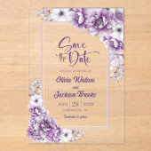 Roze Bloemen Huwelijk Save the Date Acryl Uitnodigingen (Voorkant)