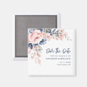 Roze Bloemen Huwelijk Save the Date Magneet (Voorkant / Achterkant)