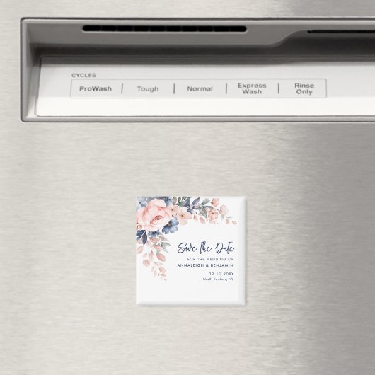 Roze Bloemen Huwelijk Save the Date Magneet (Insitu (Vaatwasser))