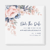 Roze Bloemen Huwelijk Save the Date Magneet (Voorkant)