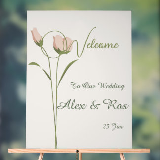 Roze Bloemen Huwelijk Welkom Poster