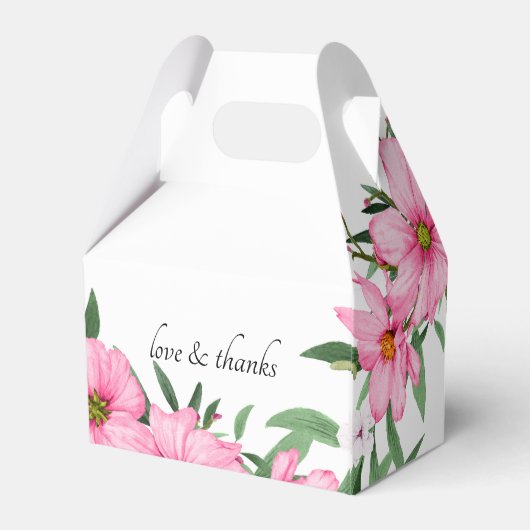 Roze Bloemen Huwelijk Wit Bedankdoosjes (Achterkant)