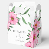 Roze Bloemen Huwelijk Wit Bedankdoosjes (Geopend)