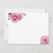 Roze Bloemen Huwelijk Wit Dank u Notitiekaartje (Achterkant)