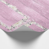 Roze bloemen huwelijkscadeau wrap papier (Hoek)