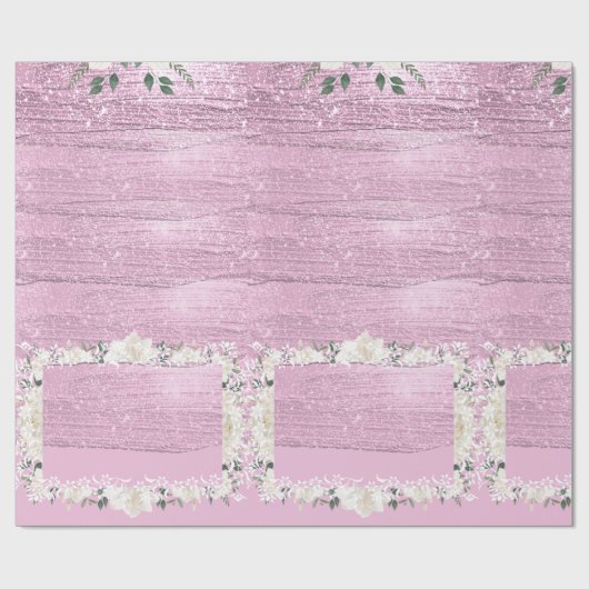 Roze bloemen huwelijkscadeau wrap papier (Vlak)