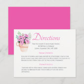Roze Bloemen Huwelijksroutebeschrijving Waterverf  Informatiekaartje (Voorkant / Achterkant)