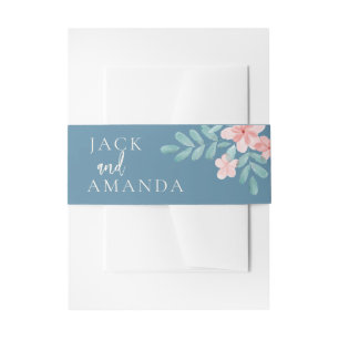 Roze Bloemen Huwelijksuitnodiging Buik Bands Uitnodigingen Wikkel