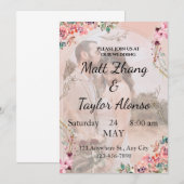 Roze Bloemen Huwelijksuitnodiging, gepersonaliseer Kaart (Voorkant / Achterkant)