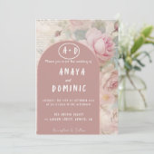  Roze Bloemen Huwelijksuitnodiging Kaart (Staand voorkant)