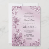 Roze Bloemen Huwelijksuitnodiging Kaart (Voorkant)