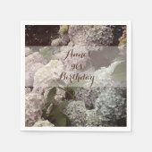 Roze Bloemen Hydrangea 90e verjaardag servetten (Voorkant)