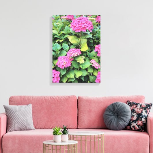 Roze Bloemen Hydrangea Enkele Print (Insitu (Woonkamer))