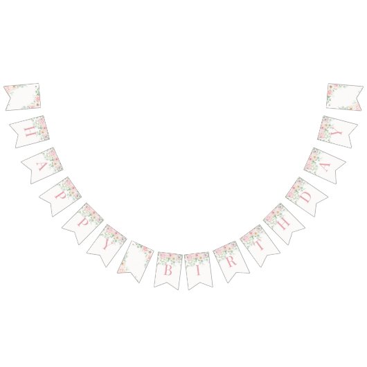 Roze Bloemen Hydrangea Verjaardag Vlaggetjes (Alle)