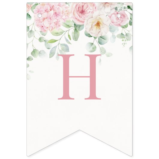 Roze Bloemen Hydrangea Verjaardag Vlaggetjes (Tweede vlag)