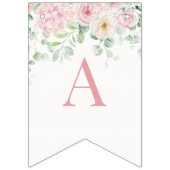 Roze Bloemen Hydrangea Verjaardag Vlaggetjes (Derde vlag)