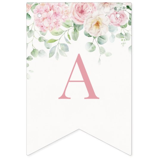 Roze Bloemen Hydrangea Verjaardag Vlaggetjes (Derde vlag)