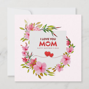 Roze bloemen "Ik hou van je mama" Gelukkige Moeder Kaart