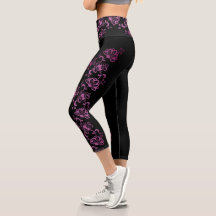 Roze Bloemen Illustratie High Waisted Capri's