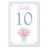 Roze Bloemen in Blauw & Wit Ginger Jar Bruiloft Kaart (Achterkant)