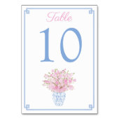 Roze Bloemen in Blauw & Wit Ginger Jar Bruiloft Kaart (Voorkant)