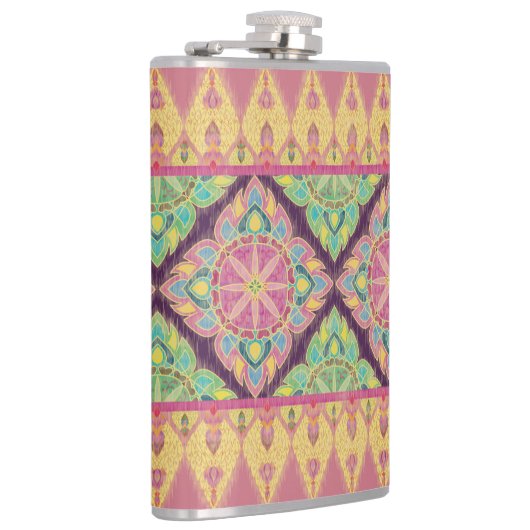 Roze bloemen in de tuin heupfles (Rechts)