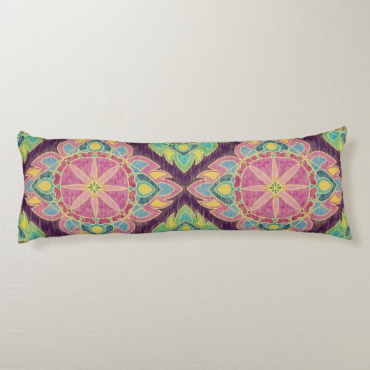 Roze bloemen in de tuin lichaamskussen (Achterkant)