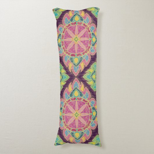 Roze bloemen in de tuin lichaamskussen (Voorkant Verticaal)