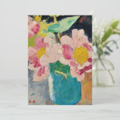 Roze bloemen in een blauwe vaas | Louis Valtat (Staand voorkant)