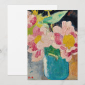 Roze bloemen in een blauwe vaas | Louis Valtat (Voorkant / Achterkant)