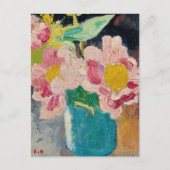 Roze bloemen in een blauwe vaas | Louis Valtat Briefkaart (Voorkant)