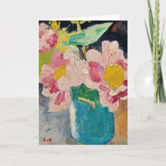 Roze bloemen in een blauwe vaas | Louis Valtat Kaart (Voorkant)