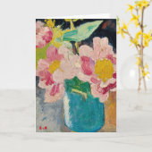 Roze bloemen in een blauwe vaas | Louis Valtat Kaart (Gele Bloem)
