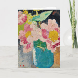 Roze bloemen in een blauwe vaas   Louis Valtat Kaart