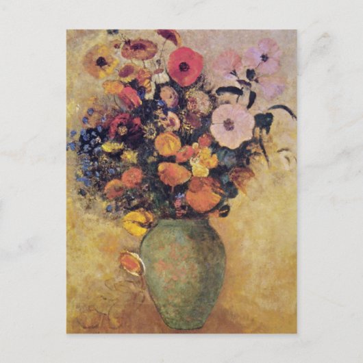 Roze bloemen in een Green Vase, Odilon Redon bloem Briefkaart (Voorkant)