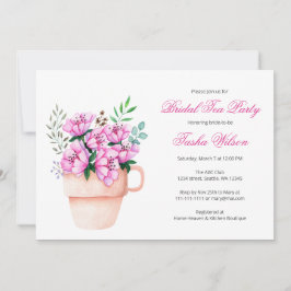 Roze bloemen in een Teacup Vrijgezellenfeest Tea P Kaart