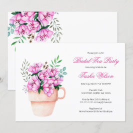 Roze bloemen in een Teacup Vrijgezellenfeest Tea P Kaart