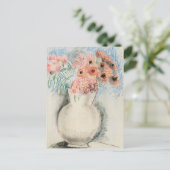 Roze bloemen in een vaas | Christopher Wood Briefkaart (Staand voorkant)
