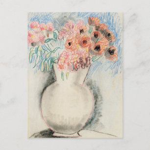 Roze bloemen in een vaas   Christopher Wood Briefkaart
