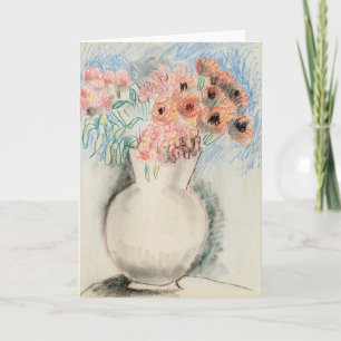Roze bloemen in een vaas   Christopher Wood Kaart