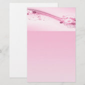 Roze bloemen in golven briefpapier (Voorkant / Achterkant)