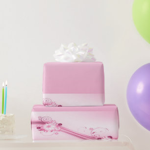 Roze bloemen in golven cadeaupapier