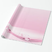 Roze bloemen in golven cadeaupapier (Uitgerold)